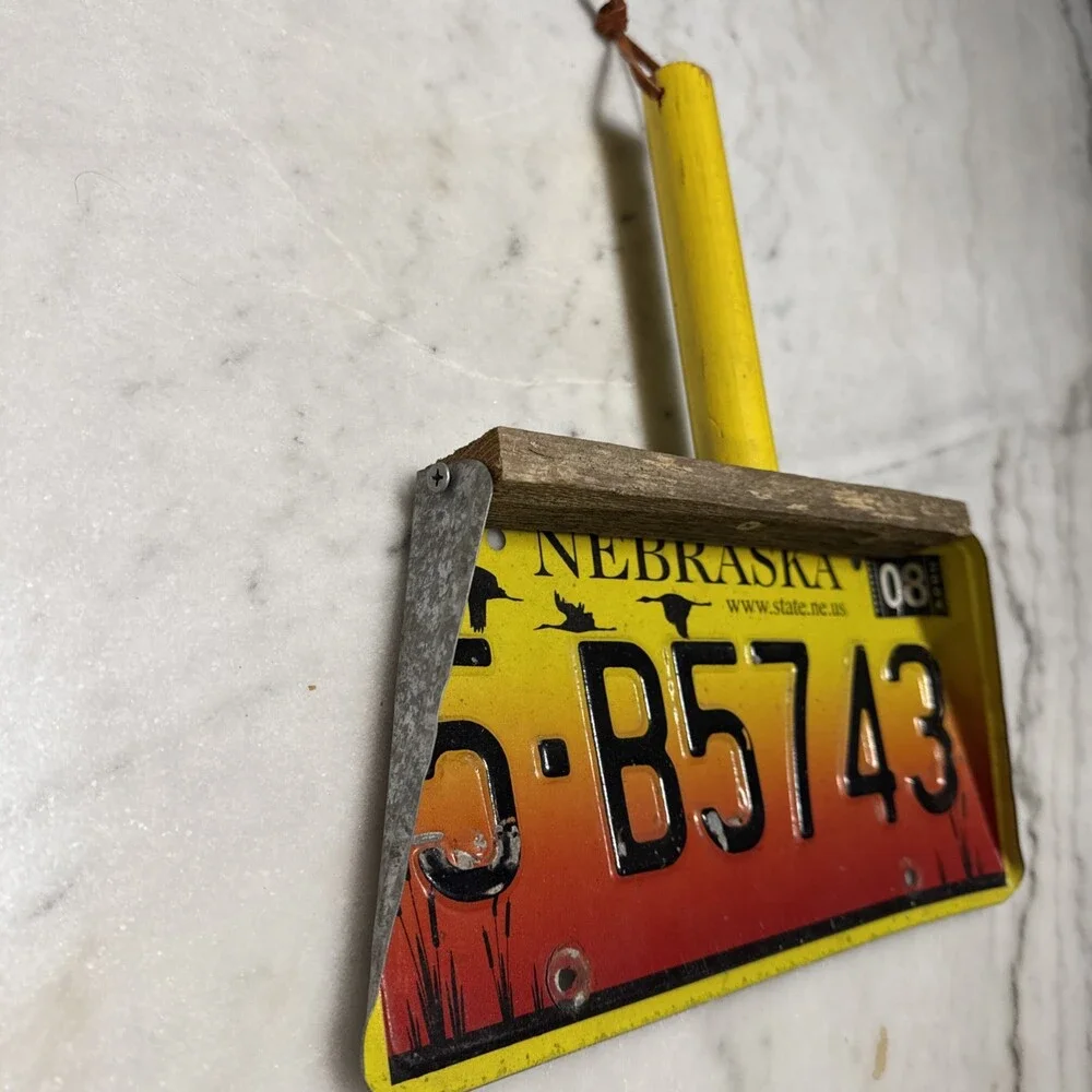 Vintage 2008  Nebraska License Plate Hand‎ Crafted Dust Pan.  Dawson County